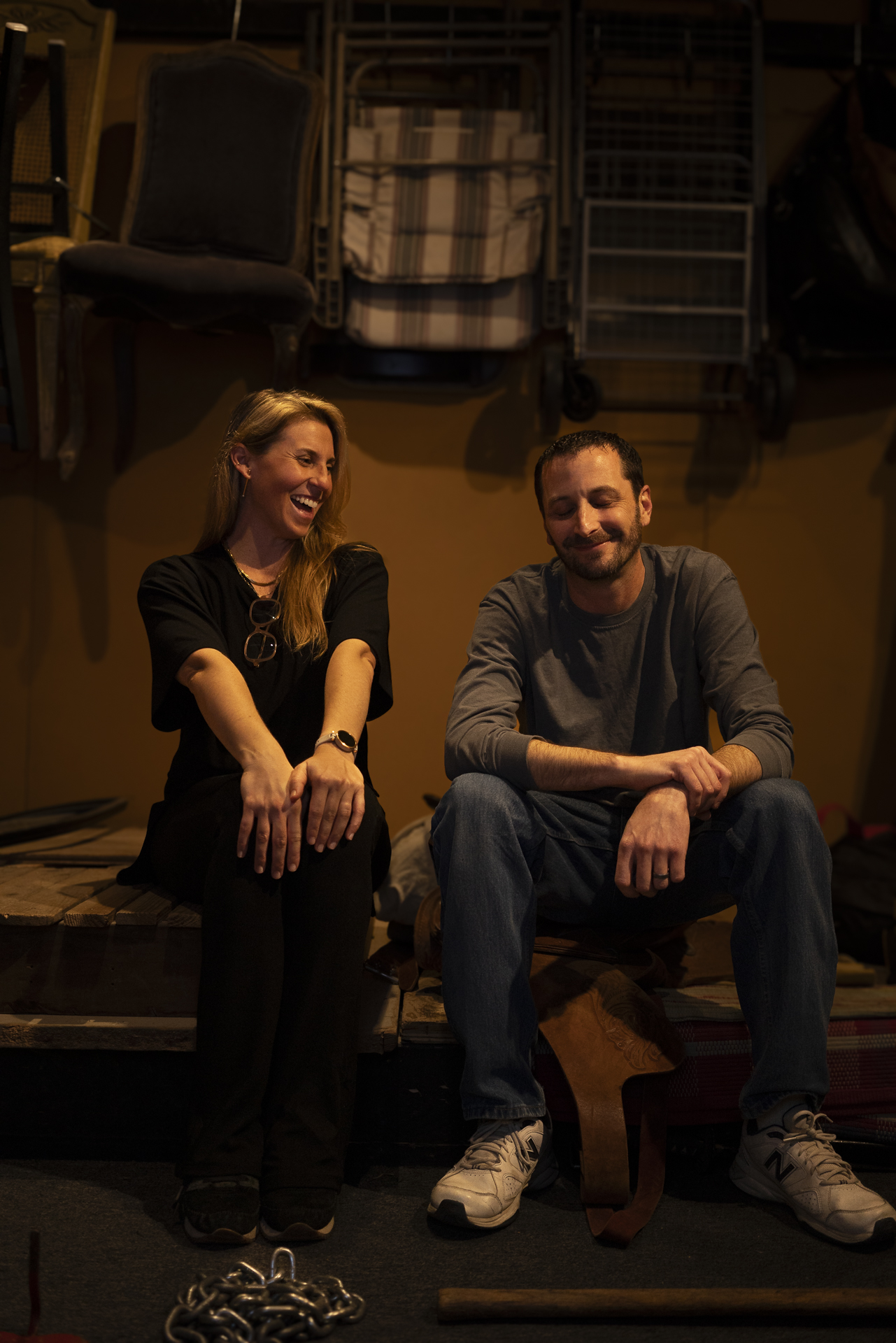 The Foley Job team between takes on the stage